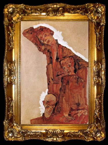 framed  Egon Schiele Composition with Three Male Figures, ta009-2
